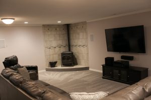 Basement Finish in Wichita, KS with surround sound