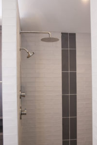 walk-in custom shower with rainhead