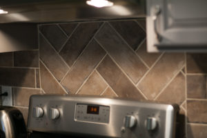 herringbone tile accent