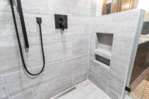 custom shower with line drain